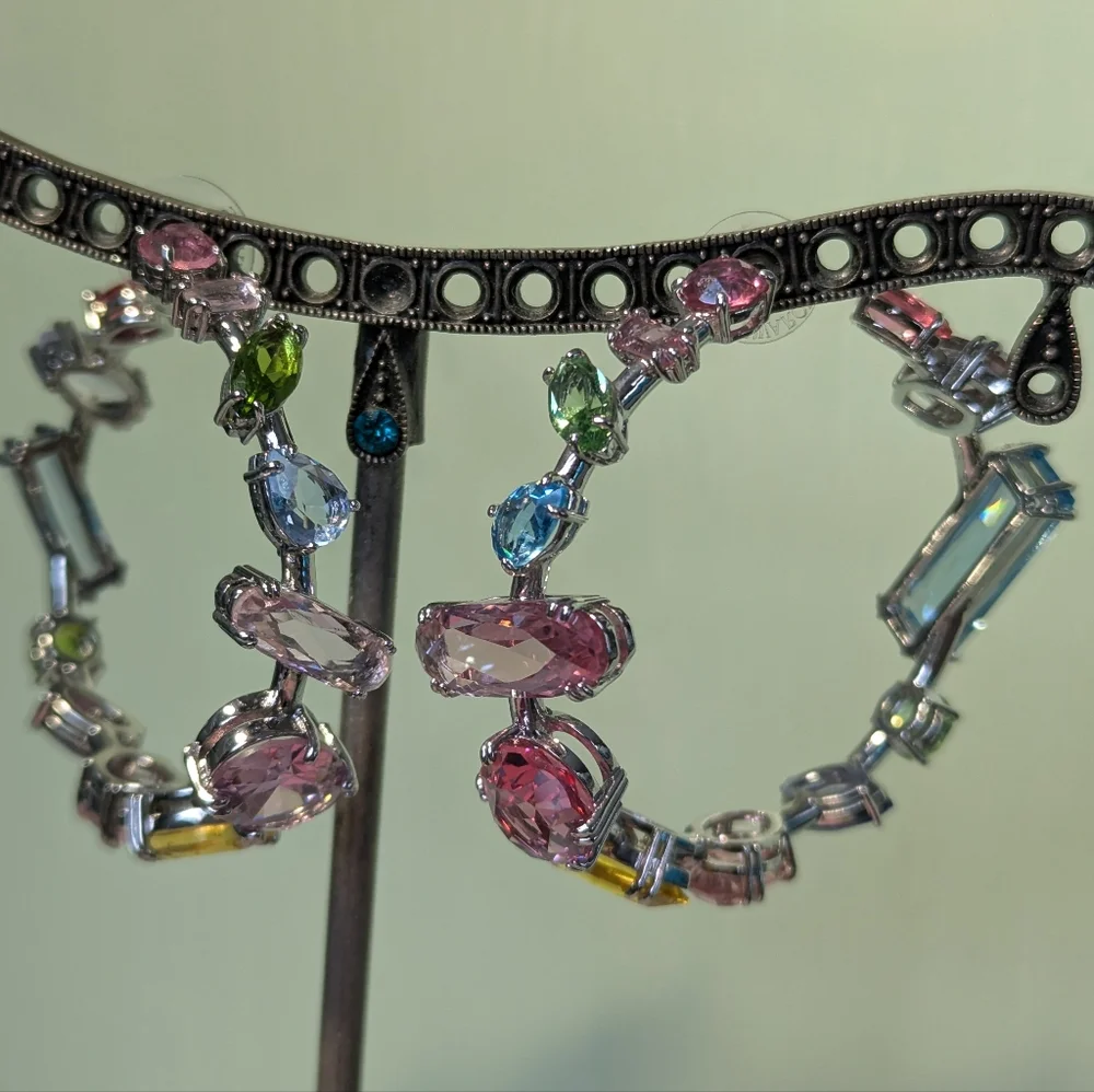 Swarovski Gema Colorful Mixed Cut Hoop Earrings